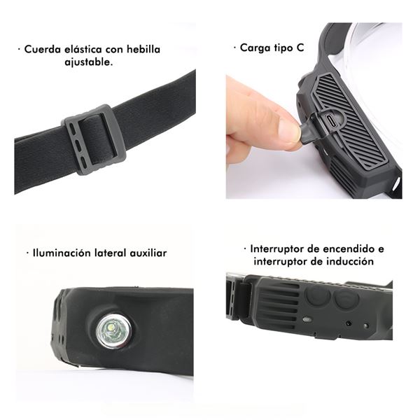 Linterna Frontal LED ELBAT con Sensor de Movimiento (800 + 200 Lúmenes)