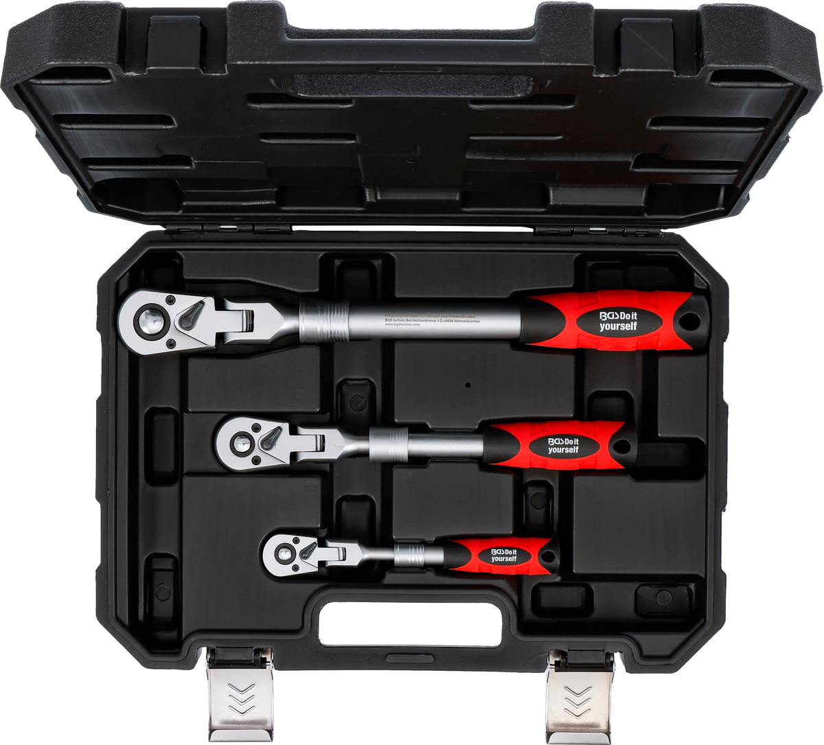 Juego de Carracas Reversibles Extensibles y Articuladas BGS (3 Piezas: 1/4", 3/8", 1/2")