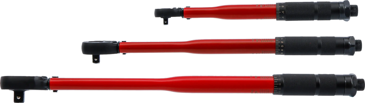 Juego Completo de Llaves Dinamométricas (3 Piezas: 1/4", 3/8", 1/2" - 2 a 210 Nm) BGS