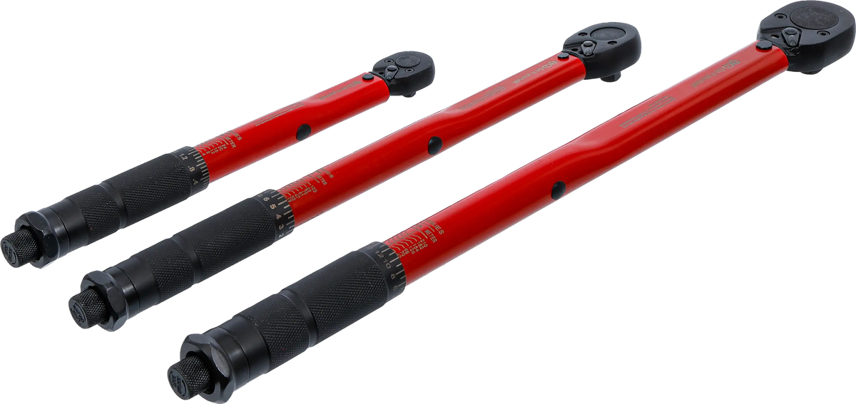Juego Completo de Llaves Dinamométricas (3 Piezas: 1/4", 3/8", 1/2" - 2 a 210 Nm) BGS