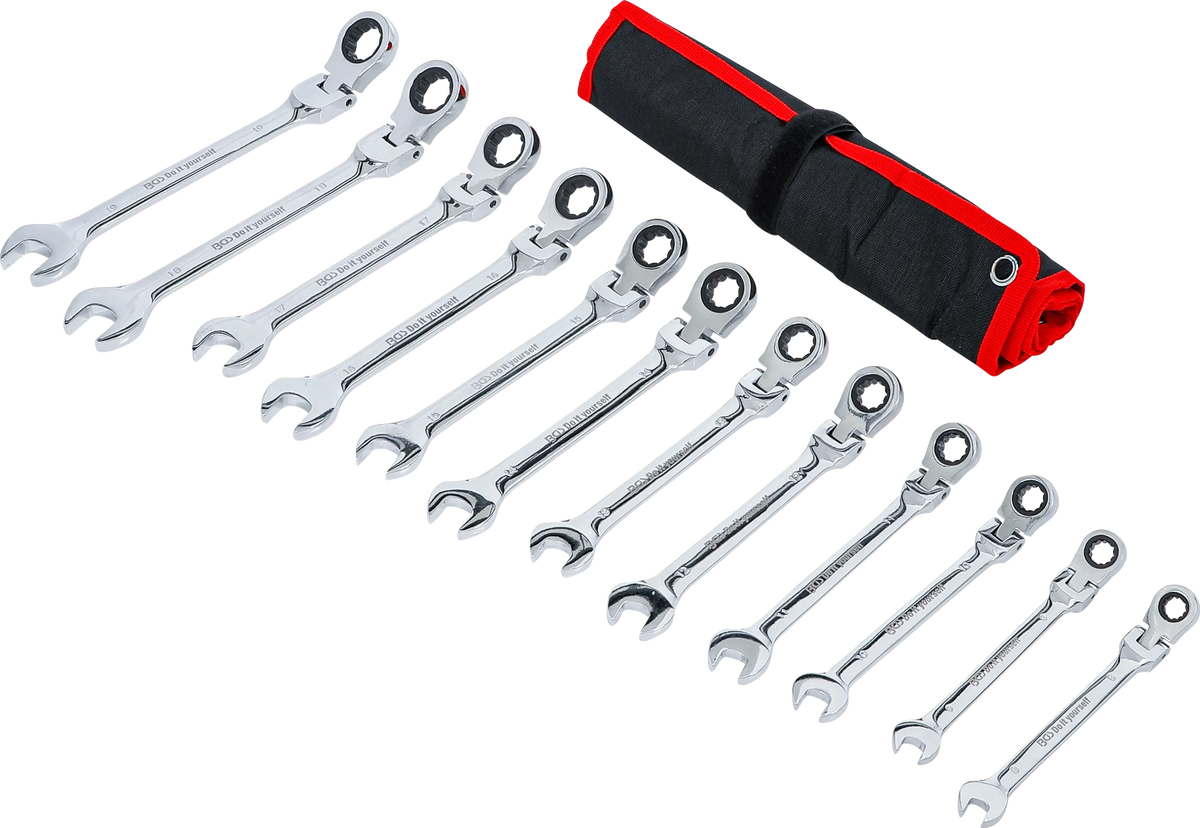 Juego de Llaves Combinadas con Carraca Articulada BGS | 8 - 19 mm (12 Piezas)