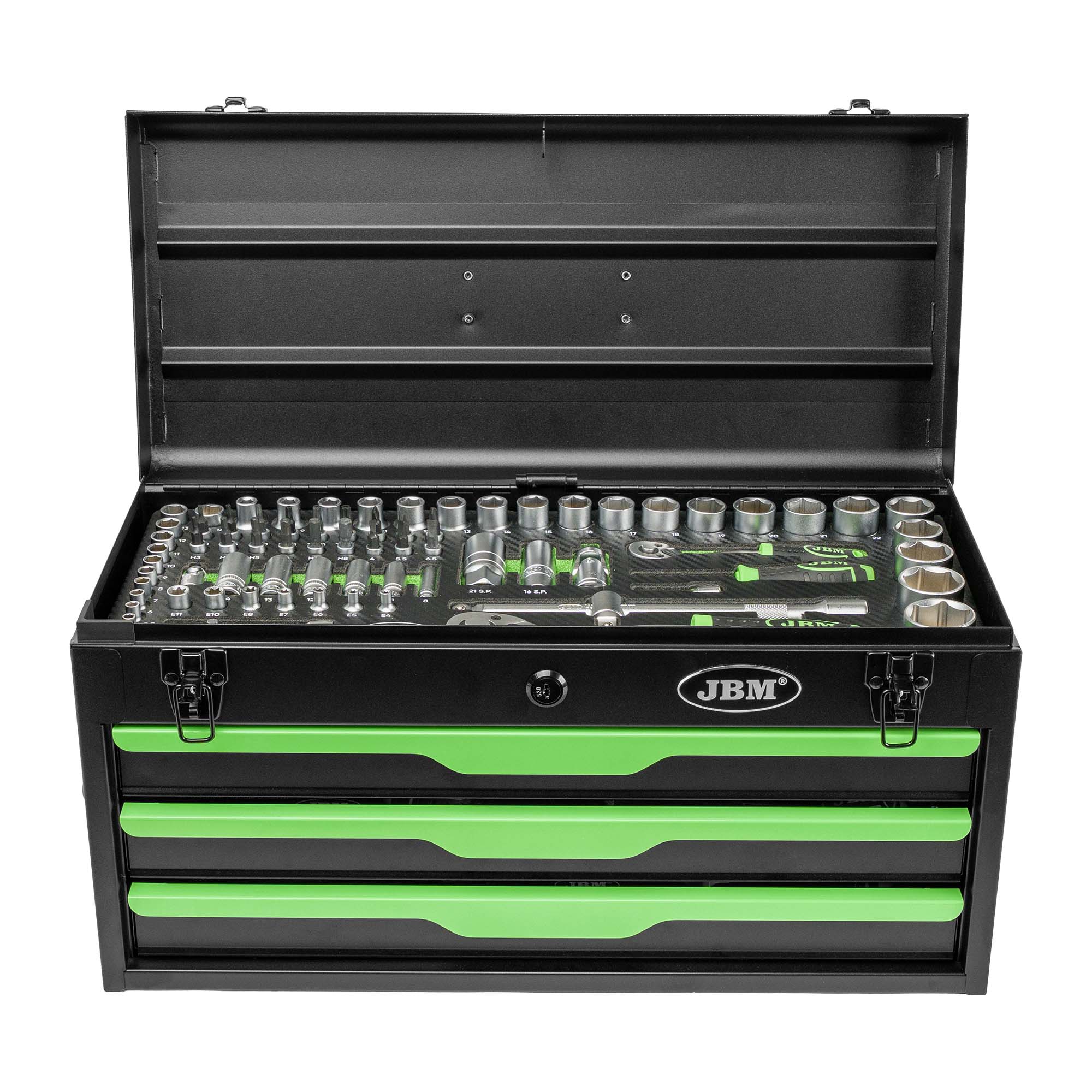 CAJA METÁLICA DE HERRAMIENTAS JBM EQUIPADA (143 PIEZAS)