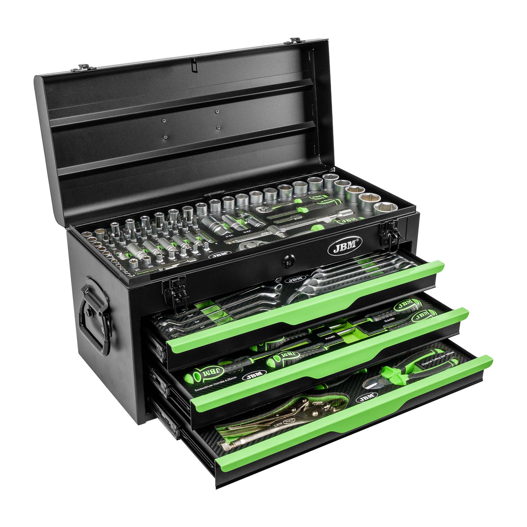 CAJA METÁLICA DE HERRAMIENTAS JBM EQUIPADA (143 PIEZAS)