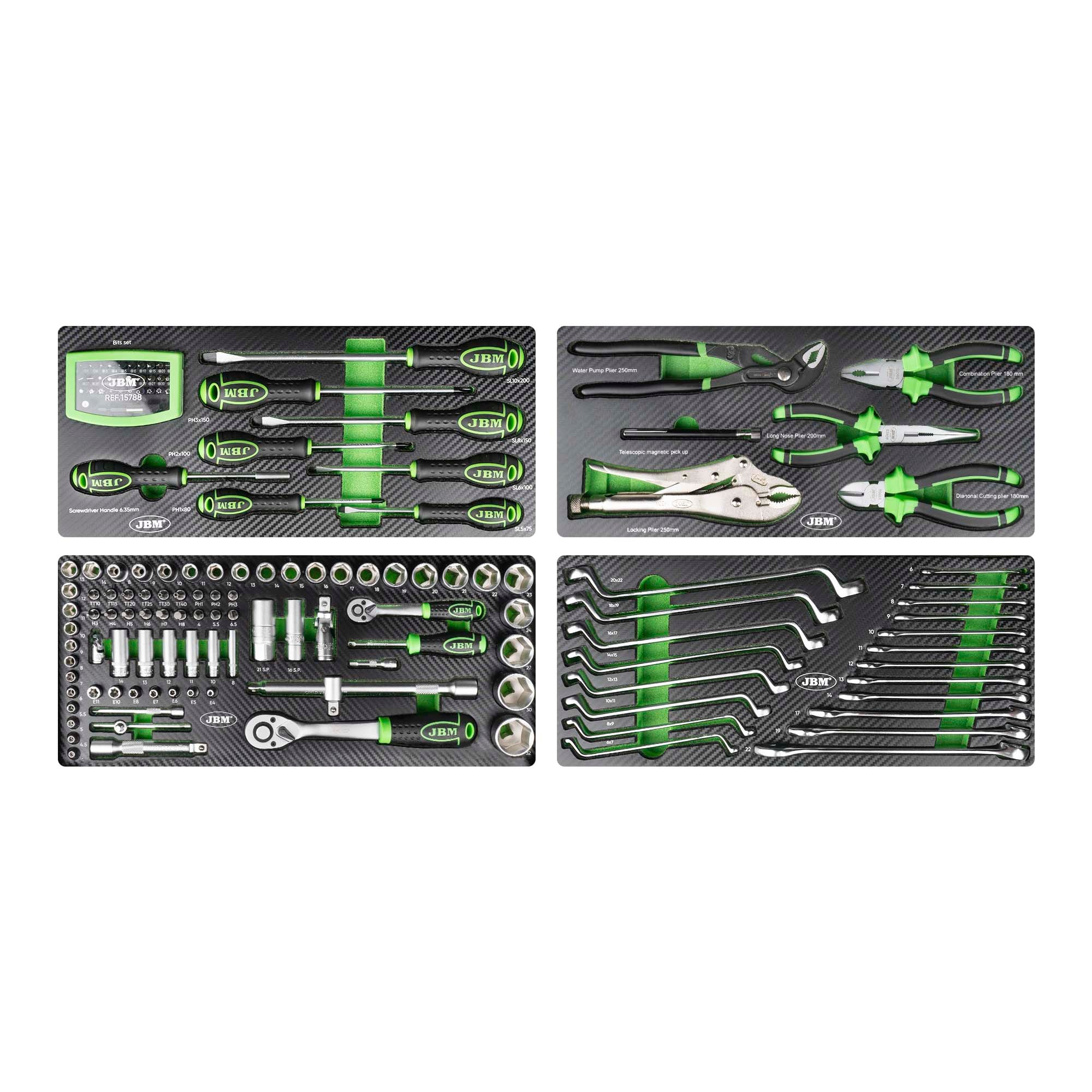 CAJA METÁLICA DE HERRAMIENTAS JBM EQUIPADA (143 PIEZAS)