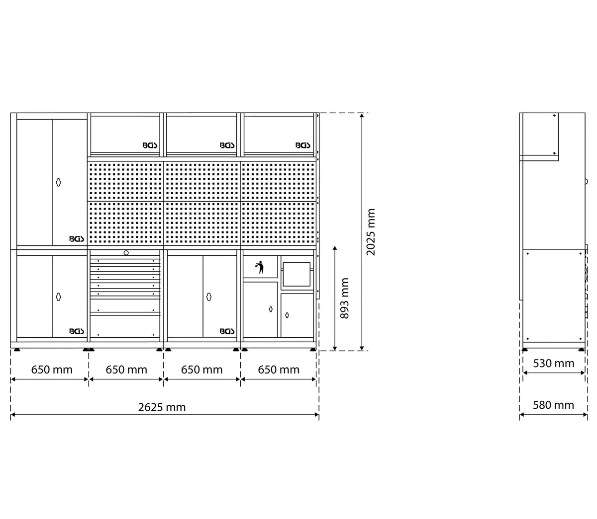 Mueble de Taller BGS / Conjunto Modular / 4 Módulos para Taller