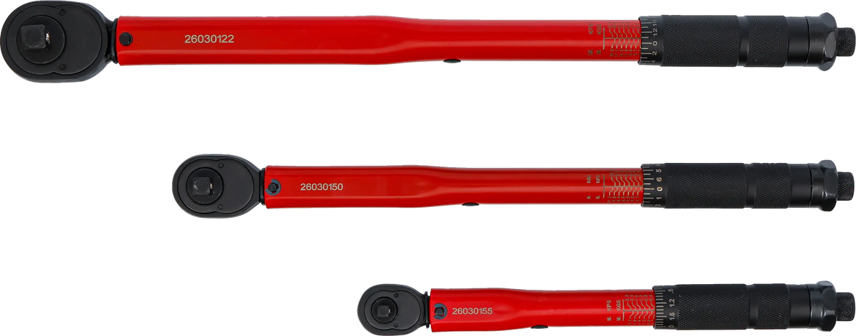 Juego Completo de Llaves Dinamométricas (3 Piezas: 1/4", 3/8", 1/2" - 2 a 210 Nm) BGS