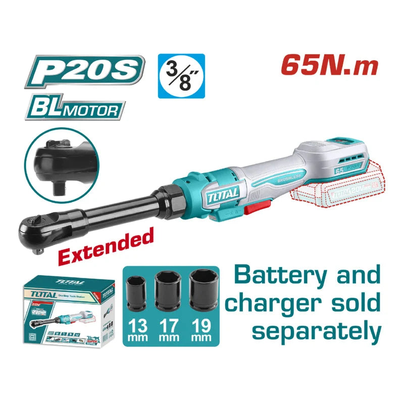Carraca Inalámbrica extendida 3/8" 20V Brushless (65Nm)